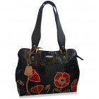 arpera Floral Genuine Leather Handbag Black C11334-1B  